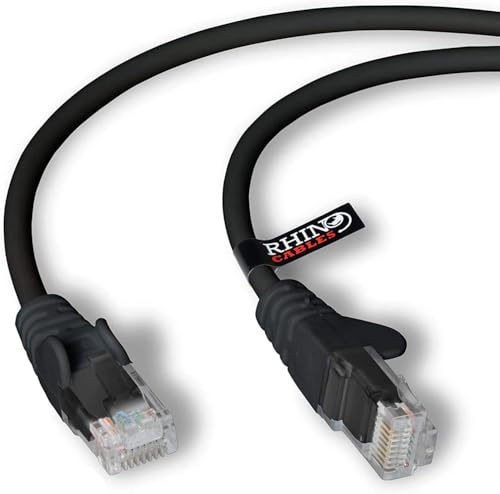 rhinocables CAT 6 High-Speed Gigabit Ethernet Cable - Patch Network Lead for LAN| Snagless UTP With LSZH Jacket | RJ45 Connector - Internet, Router, Modem, Smart TV, PC & More (2m, Black, Pack of 10)
