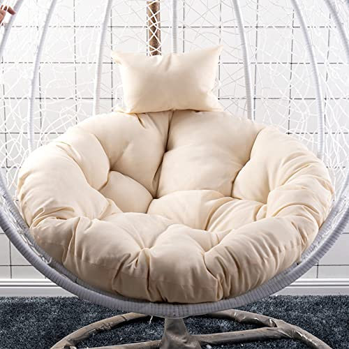 Dicke, bequeme Hängematten-Schaukelkissen, überfüllt, Papasan, rundes Stuhlkissen, für den Außenbereich, Garten, Kissen für Papasansessel, 120 cm, gebrochenes Weiß