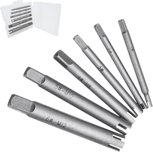 6 Stück Gewindebohrer-Auszieher, Gebrochener Stahlgewindebohrer Entferner Abgezogener aus 3 Typen, 3/4 Flöte Schraubenentferner mit abgebrochenem Kopf Abisolier-Gewindebohrer-Ausdreher-Set
