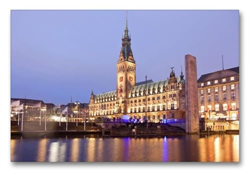 CALVENDO Premium Textil-Leinwand 90 x 60 cm Querformat Premium Textil-Leinwand 90 cm x 60 cm quer Hamburger Rathaus | Wandbild, HD-Bild auf Keilrahmen, Wanddekoration, Kunstdruck von Peter Schickert