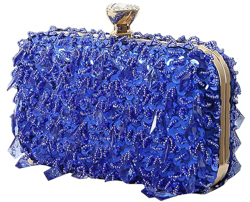 Jamron damer glitter bollformad aftonväska strass paljetter clutch väska, Kungsblå, Einheitsgröße