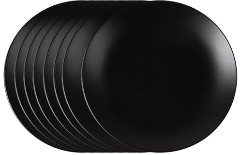 Home4You Speiseteller 8er Set Flachteller Essteller - Steingut - Schwarz Matt Ø 27 cm