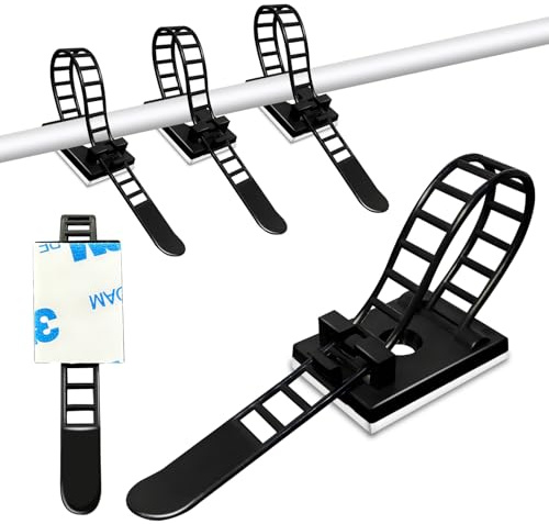 Primasage 50 Pezzi Fermacavi Adesivi Regolabili Ferma Cavi in Nylon, Riutilizzabili Clip Adesive per Uso Domestico, Ufficio, Tv, Computer（Colore Nero）