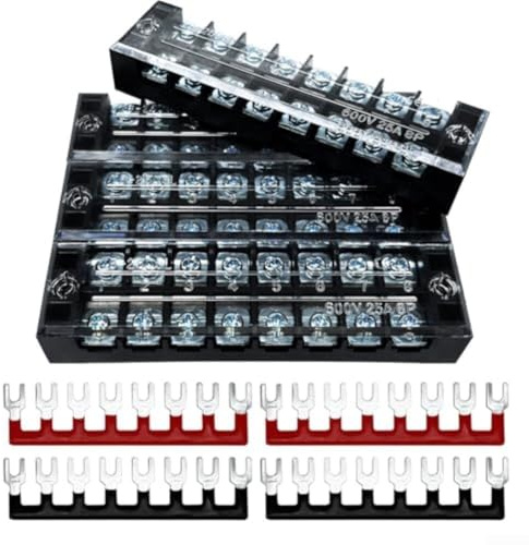600V 25A doublerow 4 set di morsettiere con materiali in rame ferro e montaggio sicuro del foro della vite per l'organizzazione del cablaggio elettrico del quadro di distribuzione della sbarra