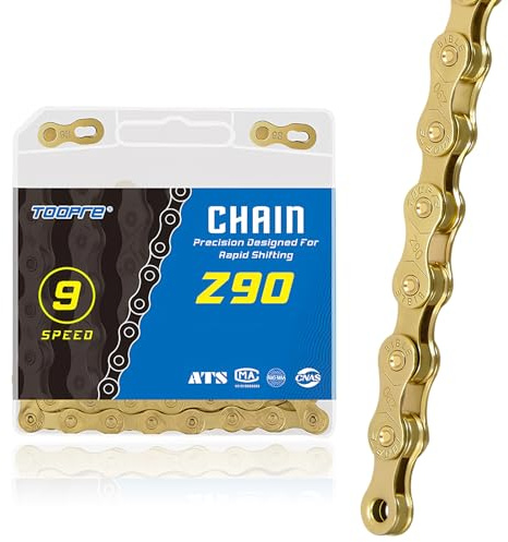 Fahrradkette,6/7/8 Fach Fahrrad Kette Gold,Unisex,1/2 x 3/32 Inch,116 Glieder,Kette Fahrrad Set,Fahrrad Zubehör Kettenwerkzeug,Kompatibel mit Bmx, Mtb und Mountainbike (B)