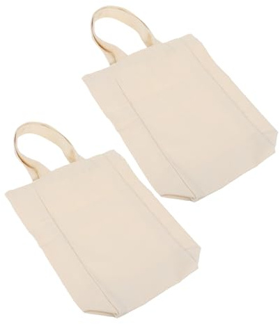 Pack Weintasche aus Canvas mit Tragegriff, Beige, 30x15x8 Cm