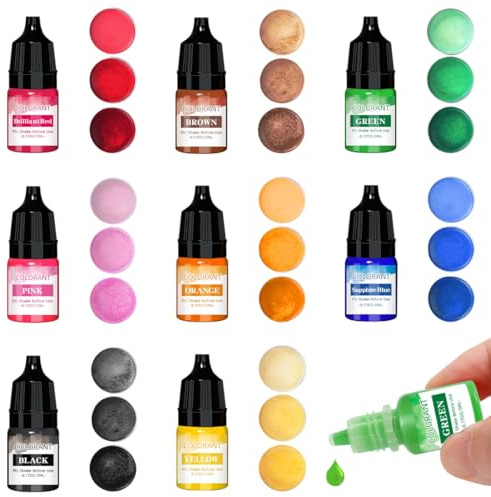 MOLZINY 8 Piezas Tintes Líquidos para Velas Colorantes para Velas Colores Tinte para Velas para DIY Velas Líquidas de Alta Concentración para Cera de Soja Cera de Abejas Cera de Gel