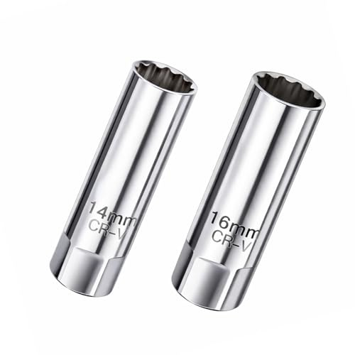 BOBITALK 2 Stück ZündkerzenschlüSsel 14mm und 16mm,Magnet Universal Flexible Schwenkbarer Magnetic Flexibel Satz Werkzeuge Zum Entfernen Von Zündkerzenschlüssel für BMW PKW, LKW, Motorrad