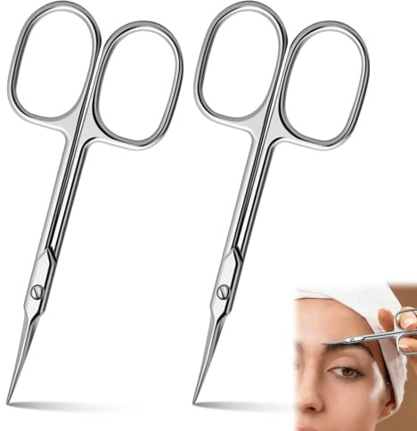 2 PCS Ciseaux à Cuticules Professionnels, en Acier Inoxydable, Ciseaux de Précision à Lame Courbée pour Manucure et Pédicure, Ongles, Sourcils, Soins Beauté Professionnels