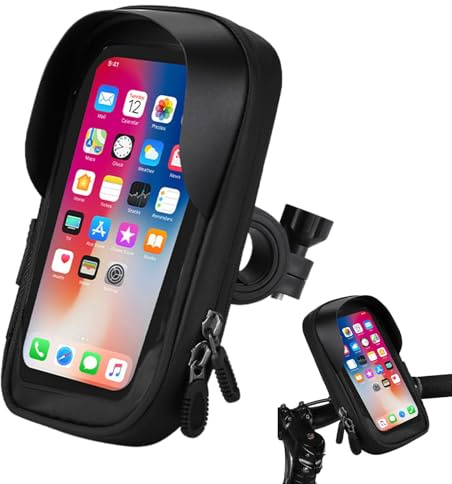 YUZHEDM Porte Telephone Velo, Support Moto Étanche 360° Rotation Support | Guidon pour Smartphone 4,5-6,4 Pouces avec Écran Tactile Sensible, Housse de Pluie, Sacoche de Rangement pour Vélo, Moto