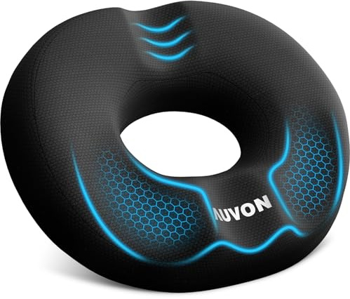 AUVON Donut Cushion for Hemorrhoid & Tailbone Pain Relief, Dual-U Design
