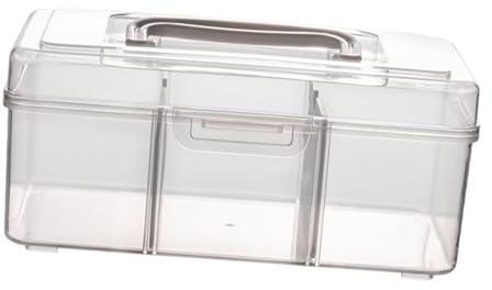 yuwqqoajv Contenedor de almacenamiento médico para el hogar, caja de almacenamiento portátil de primeros auxilios, ligera pero resistente, solución, Transparente, Tamaño S separado