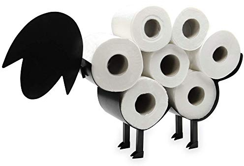 Sheep Toilet Roll Holder – Freestanding Funny Bathroom Tissue Storage for 7 Rolls – Decorative Loo Roll Stand – Bathroom Decor Accessory – Black Metal Animal Rack | Pukkr