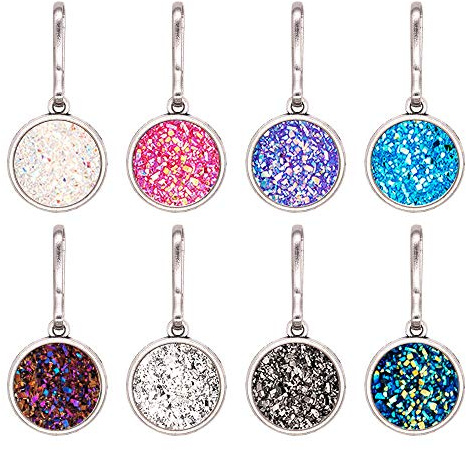 HEYGOO 8 Pack Bright Colors Replacement Bling Zipper Pulls, Bling Charms for Jacket, Purse, Packbag