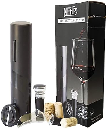 MFHP Juego de Sacacorchos eléctrico con corta cápsulas, vertedor y tapón de vino - Regalos originales