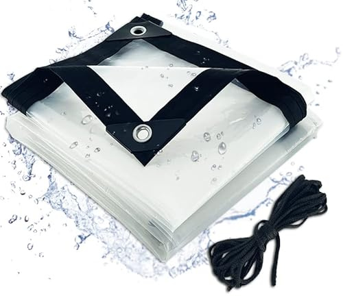 Bâche Transparente imperméable avec œillets, Transparente résistante aux intempéries, auvent et bâches Pliables,Couvercle de Protection, âche à Huile imperméable pour Meubles de Jardin, Plantes(3x3m)