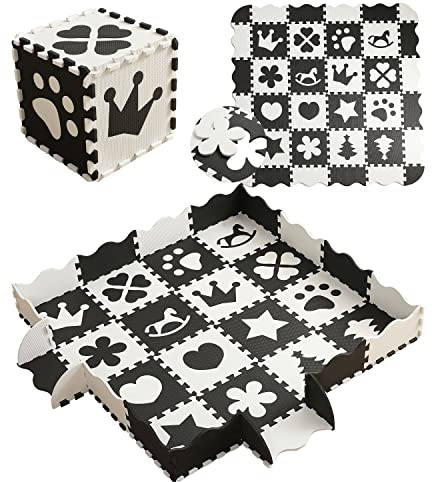 MUSOLEI Alfombra Puzzle Bebe para Niños Alfombrilla Puzzle Infantil con Valla 16+20 Piezas Juego Puzzle para Bebes Suelo Gateo Bebé Colchoneta Rompecabezas Acolchado142×142×1cm