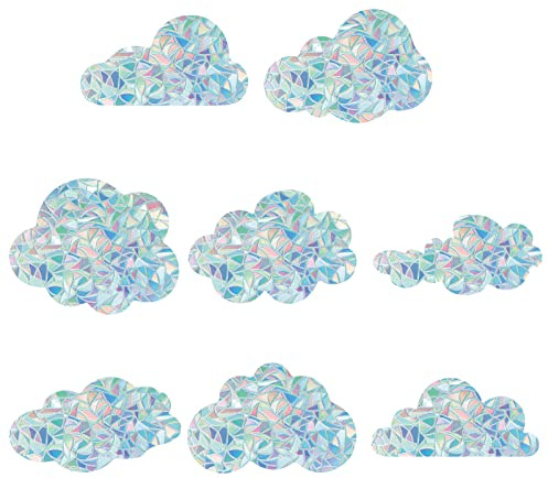 GORGECRAFT 16St 8 Stile Wolkenfenster-Aufkleber Prismen-Fensteraufkleber Rainbow Window Clings 3D Fensterfolie Groß Wolkenform Prisma Fensteraufkleber Vogel Anti Kollisions Fenster Aufkleber