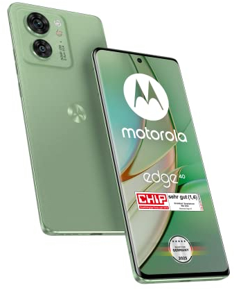 Motorola edge40 (6,55'-FHD+-Display, 50-MP-Kamera, 8/256 GB, 4400 mAh, Android 13) Nebular Green inkl. Schutzcover + KFZ-Adapter [Exklusiv bei Amazon]