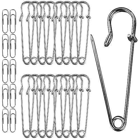 45 Parti Spille da Balia Resistenti in Acciaio Inox con Assortimento Multi Dimensione, Più Forti e Versatili, Ideali per Cucito, Fai da Te e Uso Domestico 15Parti-50mm 30Parti-28mm