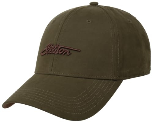 Stetson Waxed Cotton WR Cap Baseballcap 6 Panel Uni meliert Strapback Damen Herren Sommer Winter Oliv One Size