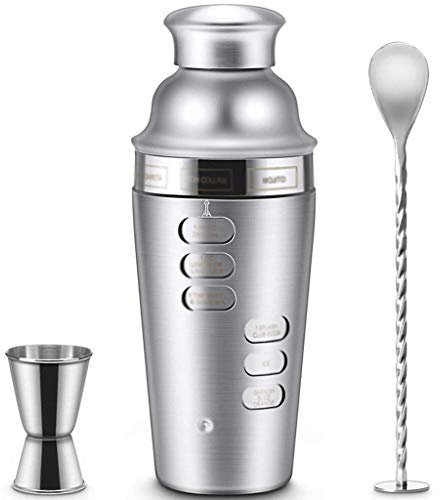Juego de preparación, juego con barra de guía de recetas de rotación de coctelera Kit de herramientas de barman Colador incorporado