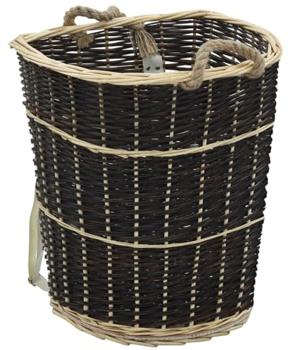 Camerina Holzkorb mit Trageriemen 57 x 51 x 69 cm Natur Weide Holzkorb FüR Kaminholz Korb FüR Kaminholz Brennholzkorb