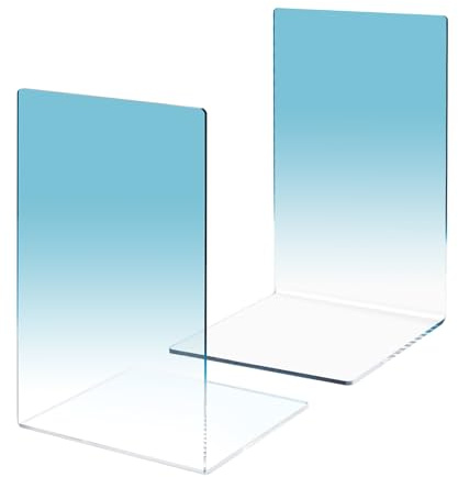 MSDADA Buchstützen, Hochwertiges Acryl Himmelblau Buchstützen für Kinder, Schreibtisch-Organzier Erwachsene zum Arbeitszimmer, Büro, Schule, Regal, Dekoration, Geschenk(1 Paar/2 Stück)