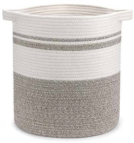 Goodheim Faltbarer Wäschekorb, Wäschesammler - Wäschekörbe, Körbe geflochten, groß & XL, weiß, braun, Baumwollkorb -Aufbewahrungskorb groß (Braun, 55L)