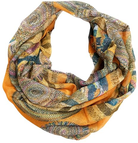 J26 Paisley Blume Rose Seide Glitzer Gold Sommer Frühling Loop Verlauf Regenbogen Rainbow Silk Uni Rundschal Schlauchschal Stola Schal leicht