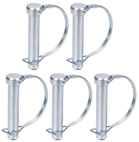 DTGN 12mm x 65mm (DxL) Wellenverriegelungsstift - 5er Pack - Gut für landwirtschaftliche Anhänger Rasen - Runder Anhängerkupplungsstift aus Kohlenstoffstahl - Silberton