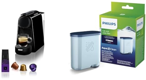 Nespresso De'Longhi EN 85.B Essenza Mini Kaffeekapselmaschine & Philips AquaClean Kalk- und Wasserfilter für Espressomaschine, Kein Entkalken bis 5000 Tassen, Einzelpack