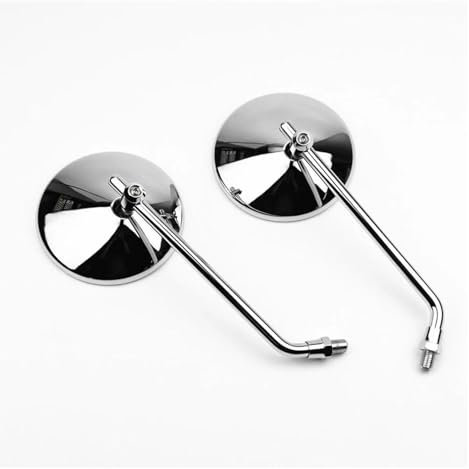 Lenkerendenspiegel Für Royal Enfield Für Continental GT Für Interceptor 650 Schwarze Motorrad Rückspiegel Runde Cafe Racer Seitenspiegel 10 Mm Rückspiegel Seitenansicht am Lenker(Chrom)