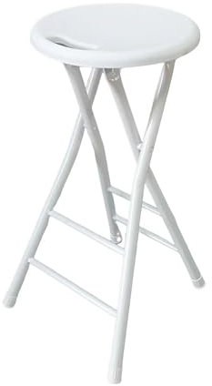 Sgabello alto portatile con manici, 70 cm, pieghevole, per interni ed esterni, colore: bianco