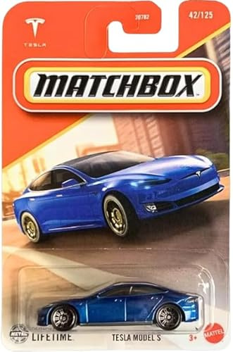 Matchbox Tesla Model S Diecast Auto, Maßstab 1:64, blau, 42/125