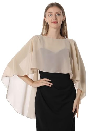 GIBZ Mujer Chal Gasa Estolas, Chales Ligero Mantón Moda, Elegante Cardigan para Boda, Fiesta, Cerimonia, Evento, Formal, Caqui