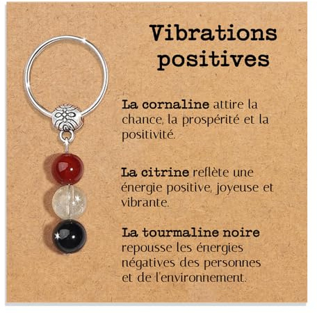 Porte-clés Personnalisé avec Cristaux Naturels, Idée Cadeau Nouveaux Départs, Guérison Cadeaux pour lui Homme pour elle Femme Cristal Thérapeutique avec Délicate Dédiée