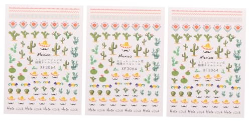 OSOLADY Adesivi per Unghie Cactus 3 Pezzi per Donne Design Creativo in Plastica, Facili da Applicare, per Uso Domestico e Eventi di Vacanza