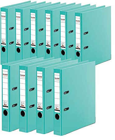 FALKEN 10x Chromocolor Premium-Ordner 5cm schmal DIN A4 mint | Made in Germany Kunststoffbezug außen und innen