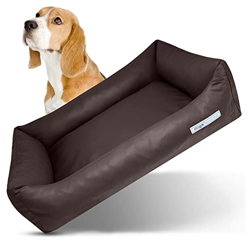 dogsfavorite Hunde-Bett - waschbares Hundekörbchen - hochwertiges Hundesofa - gelenkschonendes Hundekissen - robuste Hundematte - Hundekorb - Dunkelbraun Mocca - Gr. S 80 x 60 cm