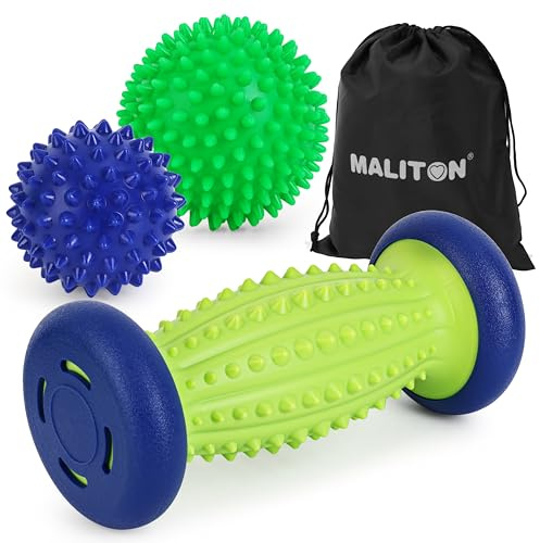 Massage Ball - 3 in 1 - with Foot Roller & Spiky Balls, Plantar Fasciitis Relief and Heel Spur Relief, Foot Roller Massage and Trigger Point Ball