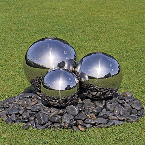 CLGarden 3 Kugeln aus Edelstahl für Springbrunnen 3er Set Edelstahlkugeln poliert Garten Brunnen Dekoration