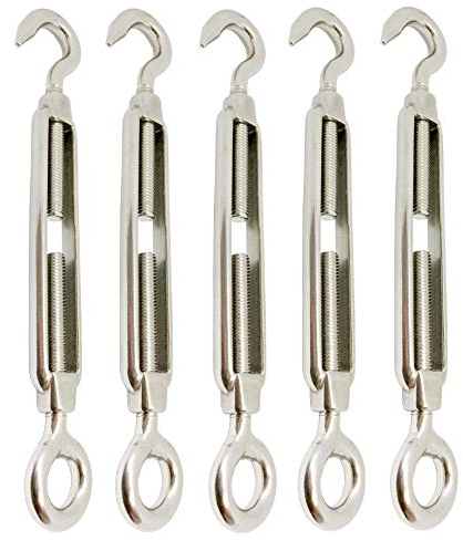 5 x Edelstahl Spannschloss, M4, rostfrei, poliert, V4A AISI 316, Spannschloss mit Öse und Haken – Tecklenborg, Kegel GmbH
