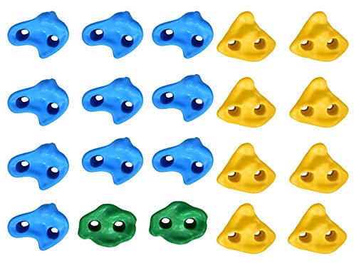 Kuuleyn 20 Stück Multi-Color Texture Kletterstein Set mit Befestigungsschrauben Lichtechte Kunststoffwand Klettergerät für Kinder Indoor und Outdoor Spielplatz Spielzeug