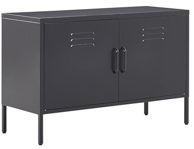 Sideboard 2 Türen 2 Griffe Stahl schwarz herausnehmbarer Regalboden Uria