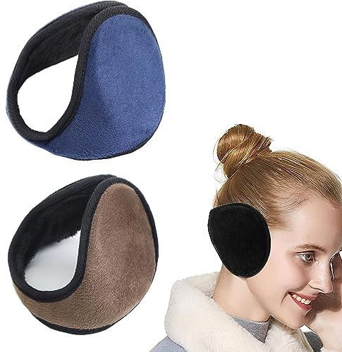 SYXLS 2 Pcs Fleece Earmuffs, Thick Windproof Ear Warmers, Unisex Winter Warm Earmuffs, Outdoor Running Ear Covers for Winter