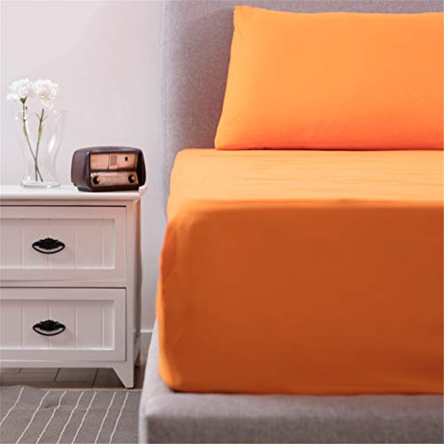 Chickwin Wasserdichtem Einfarbig Spannbetttuch Mikrofaser Spannbettlaken Weiche Rutschfestem Bettlaken Bis 30cm Hohe Matratzen in Vielen Größen (Orange,200x200x30cm)