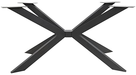 Natural Goods Berlin 1x Tischgestell Kreuz Design Schwerlast Kreuzgestell Massive Stahl Tischkufen Metall Tischbeine Schreibtisch Esstisch Konferenztisch DIY (H71 x B78 x L140 cm (Esstisch), Schwarz)