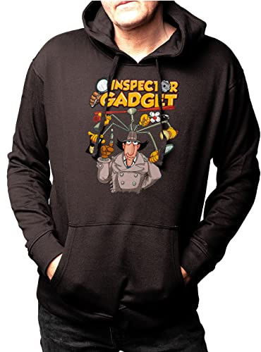 Camisetas EGB Sudadera Capucha Adulto/Niño Inspector Gadget Ochenteras 80´s Retro Comic Tallas Especiales (Negro, 3-4 años)