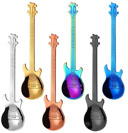4 Stücke Edelstahl Löffel, Kaffeelöffel Musiker Geschenke, Kaffeelöffel Set, Coffee Nachtisch Spoon, Lustig Musik Deko Geschenk Teelöffel